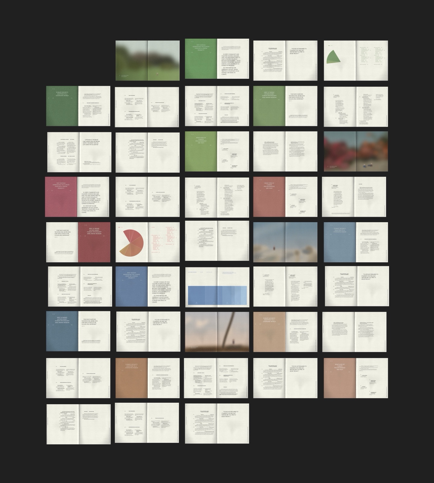 All the guidebook spreads laid out