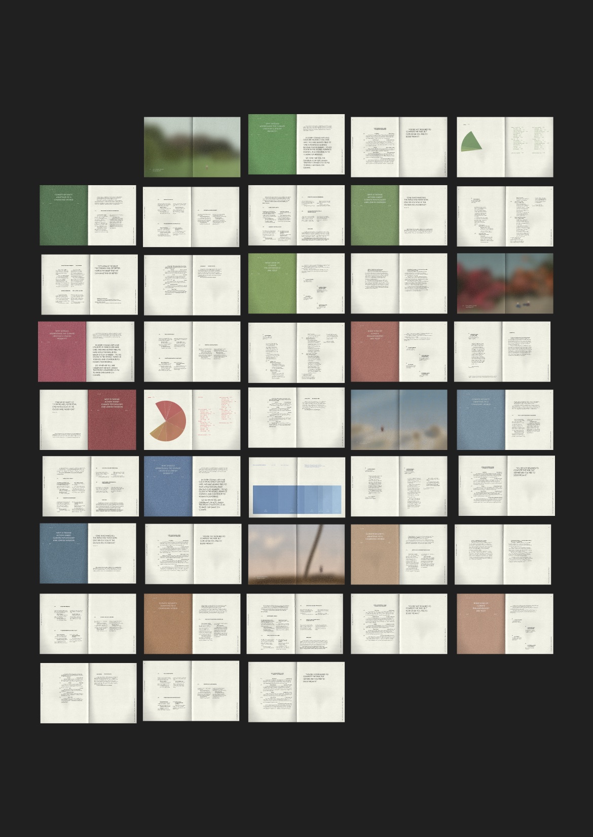 All the guidebook spreads laid out